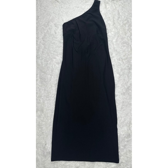 AYM Ashdown Bamboo Dress Black One Shoulder Midi Dress Womens NWT size 2XL - Picture 1 of 3